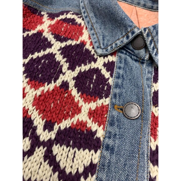 Free People Jacket Womens S Lakeside Pre Season Sample Denim Crochet Western - Picture 2 of 9
